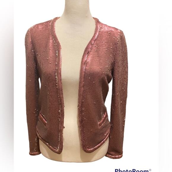 Maje pink sequin fully lined blazer jacket sz 36 xs small - Picture 1 of 6